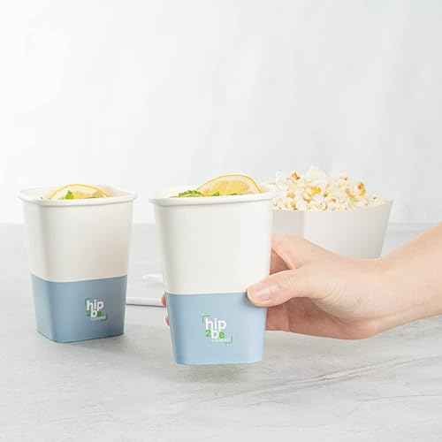 Miniatura 5 de Restaurantware Hip 2 Be Square - Taza cuadrada de papel blanco y azul de 12 onzas para bebidas fríascalientes, pared individual, 3 14 pulgadas x 3