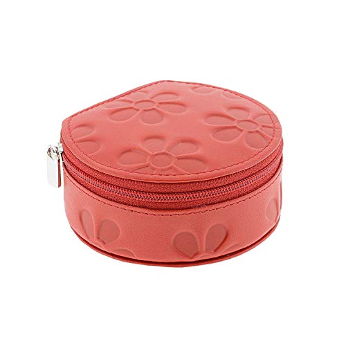 Estuche para Joyas tamaño Viaje con Cremallera en Piel Talla: U Color: ROJO