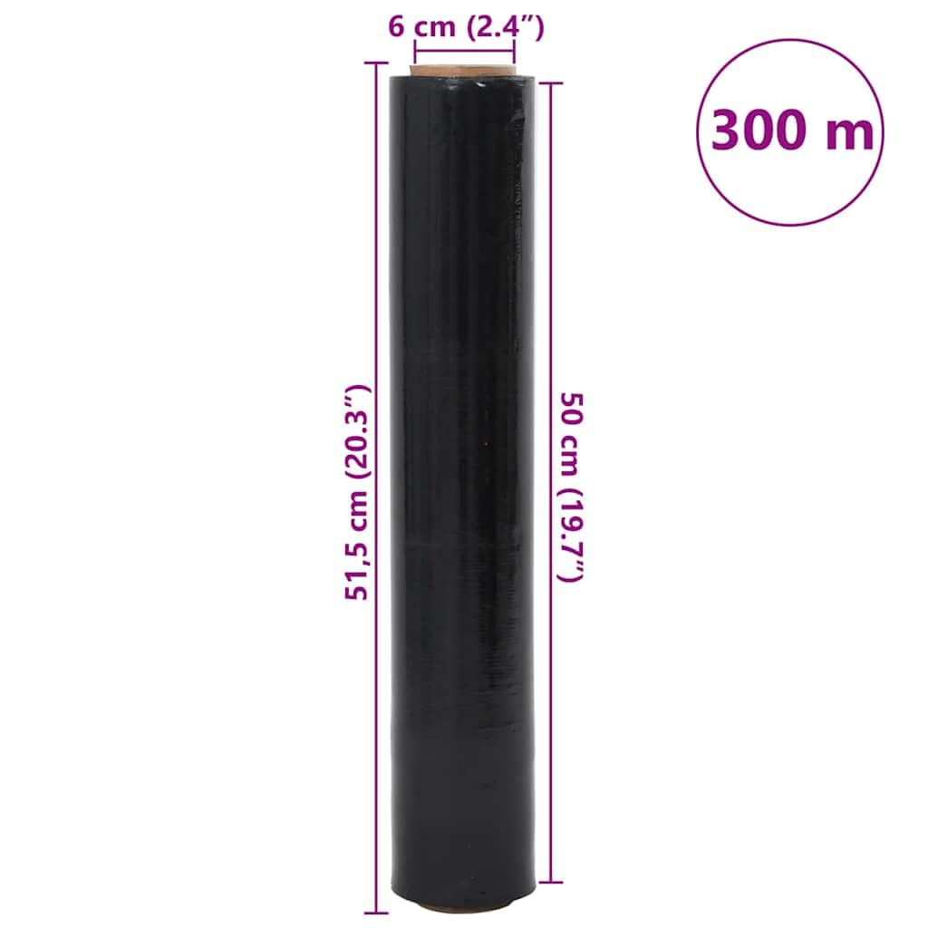 Film Estensibile 6 pz Nero 17 μm 50 cm x 300 m,Pellicole Estensibili per Imballaggio,Film Estensibile-4104879