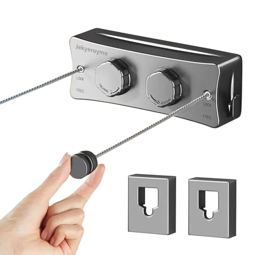 Retractable Clothesline Indoor & Outdoor, Non-Sagging Wall Mounted Drying Rack Clothesline, 16.7 Ft Stainless Steel Wire Double Clothes Lines, Hanging Clothes line for Balcony, Courtyards(Grey)