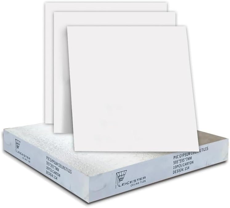 Leicester White Suspended Ceiling Tile Panel 595mm x 595mm x 7mm