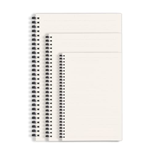 Bloc de espiral, a rayas, en paquete de 3, bloc de notas transparente mate en espiral de polipropileno, encuadernación en espiral con cinturón elástico, 80 hojas, cuaderno de bocetos minimalista Cover
