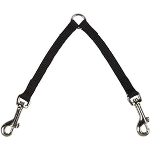 Guardian Gear Nylon 2-Way Small Dog Coupler with Nickel-Plated Swivel Clip, 4″, Black