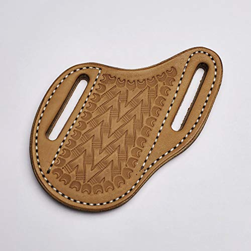 Leather Sheath, Slanted Pancake/ Tooled /Belt /Trapper Knife Sheath,TAN