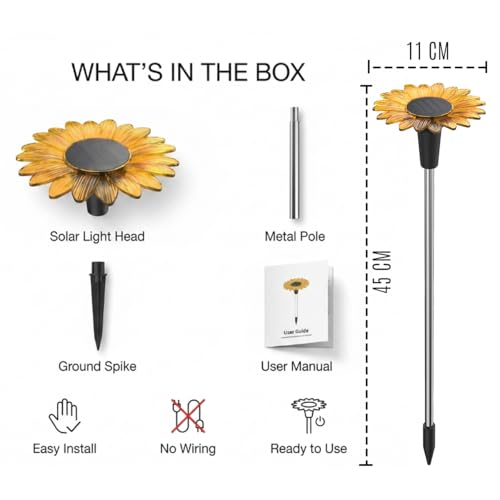 Image of hardoll Sunflower Shaped Solar Lights Outdoor Waterproof, Warm White Decorative Solar Light for Garden, Home & Pathway, Solar Lamp for Lawn, Patio & Decoration(Pack of 1)