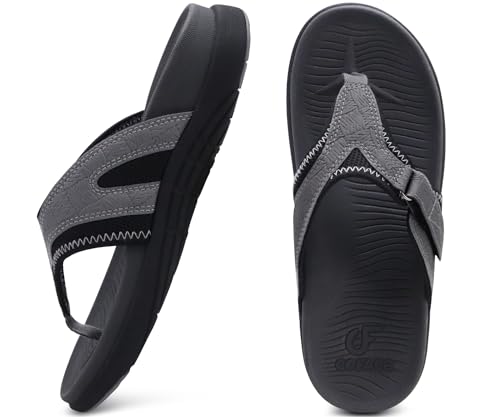 Image of COFACE Flip Flops for Men with Arch Support Comfortable Man Thong Sandals Adjustable Beach Flip-flop Outdoor