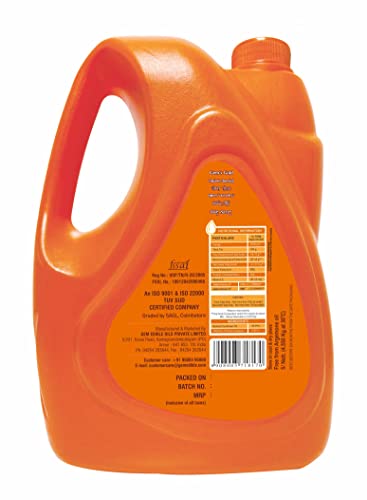 Image of Gems Gold Physically Refined Cold Pressed Sun Flower Oil 5 Litre | High MUFA & PUFA | Good for Heart Health | Safe for Reuse & Reheat | Supports Skin Health and Immunity | Chemical Free | 100% Natural | Fortified with Vitamin A and E