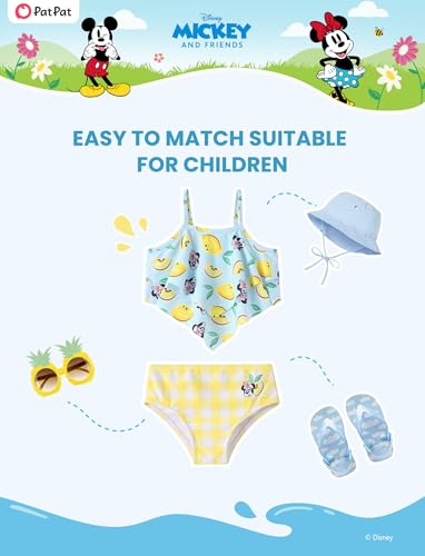 Image of Disney Frozen Elsa Stitch Moana Toddler Girls Two Pieces Ruffle Strap Bikini Top and Bottom Set Beach Swimsuit