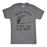 Crazy Dog Mens Graphic Novelty T Shirt I'm Into Fit’Ness Taco in My Mouth Taco Tuesday Tee Cinco de Mayo Funny Gym Shirt for Men Dark Heather Grey 3XL