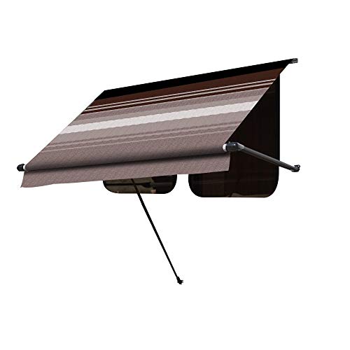 CAREFREE IF0508A62/ICJV01 Sierra Brown Dune Stripe 5' RV SL Standard Vinyl Window Awning, Black...