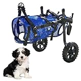 KAJILE 2 Rad Faltbar Hund Rollstühle,Kleine Haustier Hinterbein Rollstuhl,Einstellbare Unterstützung Mesh-Gewebe Hunde-Rollstuhl,Blau,XS