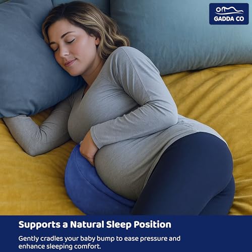 Image of GADDA CO Pregnancy Support Pillow for Pregnant Women | Memory Foam Maternity Wedge Pillow for Belly, Back & Hip Pain Relief | Comfortable Side Sleeper Cushion for Pregnancy | Navy Blue