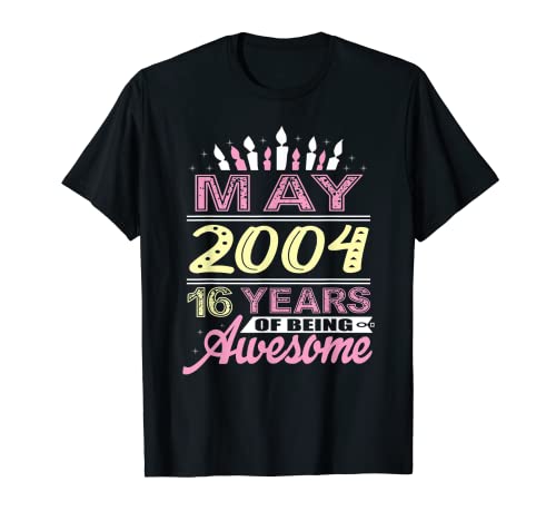 Mayo 2004 16 años de edad niña regalo 16 cumpleaños vela Camiseta