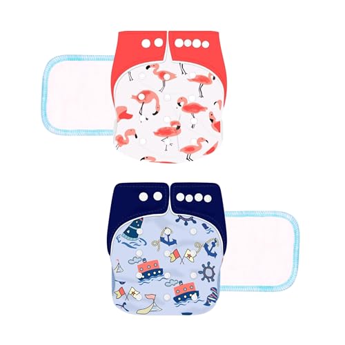 Image of Ambaby Leakage-Proof Cloth Diaper for Babies 0 to 3 Years - 2 High Absorbent Inserts and 2 Reusable & Washable Baby Cloth Diapers - Adjustable Fit (5-17 kg)
