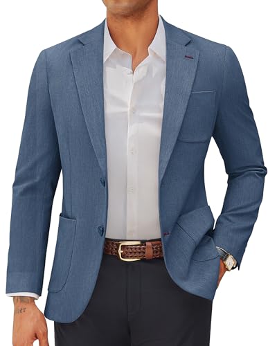 Image of PJ PAUL JONES Mens Casual Blazer Lightweight Sports Jackets Business Slim Fit Suit Jackets XL Denim Blue
