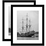 PEALSN 16x20 Picture Frame Set of 2, Poster Frames for Wall Decor, Display Pictures 11 x 14 with Mat or 16 x 20 Without Mat for Wall Mounting Display, Black.