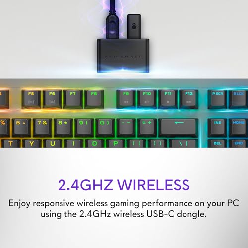 Image of Alienware AW920K Tri-Mode Wireless Gaming Keyboard - Rechargeable, Wireless /Wired, Magnetic Snap-on Charging, Programmable Rocker Switch and Dial, AlienFX per-Key RGB - Dark Side of The Moon