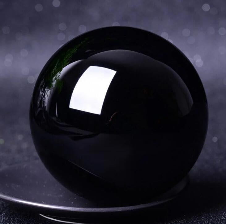 Magische Natürliche Obsidian-Kugel, Quarzkristallkugel, Mineral Reiqi, Heimbüro, Entmagnetisierung, Dekorative Energie, Meditation, Edelstein, Dekorative Geschenke,Obsidiankugel,1,5–1,8 Kg