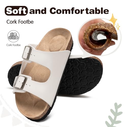Image of FITORY Boys Girls Glitter Slide Sandals, Cork Slipper with Adjustable Straps for Little Kid /Big Kid