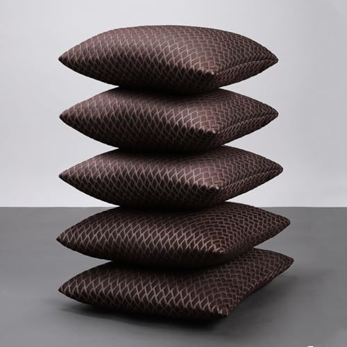 Image of LA VERNE Luxury Premium Cloth Microfibre Blown Technology Filled Cushion Filler Pack of 5 (16 inchX16 inch) (Dark Brown)