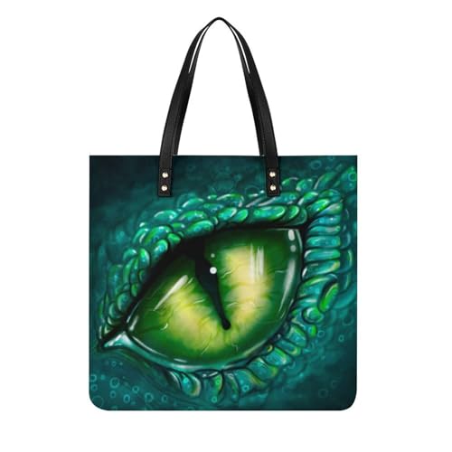 Sac shopper Yeux de Dragon Vert grand sac à main d'exception pour femmes