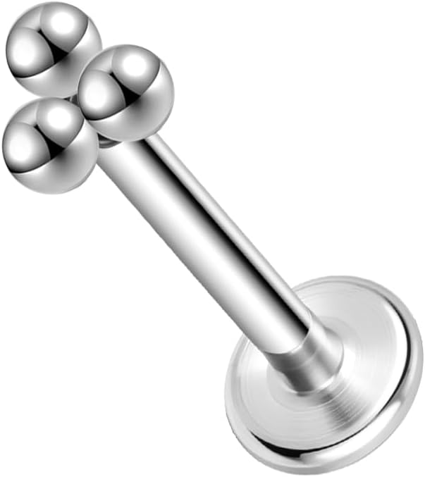 ZS ASTM F136 Titanium 16G 8mm Piercing Jewelry for Conch, Tragus, Helix, Lip, Labret, Earlobe - Hypoallergenic Internally Threaded Flat Back Cartilage Stud Earring