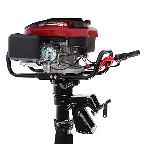 Goudergo 4 Stroke 7HP Boat Motor Engine,196CC Outboard Motor with Air Cooling TCI System for Small Watercraft & Small Boats of Different Materials - Thumbnail 5