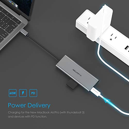 LENTION USB C Multi-Port Hub with 4K HDMI, 4 USB-A, SD 3.0 Card Reader, Type C Charging Adapter Compatible 2022-2016 MacBook Pro 13/15/16, New Mac Air/Surface, Chromebook, More (CB-C36, Space Gray)