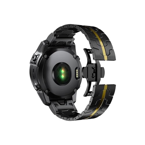 26 22mm�X�e�����X�|�x���g�N�C�b�N���t���ɓK������Garmin Fenix 6/6X/6XPro/7/7X/5XPlus/Forerunner 945 935(Black Gold,26mm)