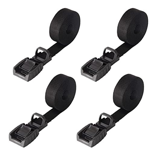 Mind and Action 16 Foot Sturdy Tie Down Strap Lashing Strap with Rubber Padded Cam Lock Buckle,for Car Roof Rack,Kayak Canoe SUP Surfboard Tie Down,Boat Trailer Tow Strap(4 Pack)