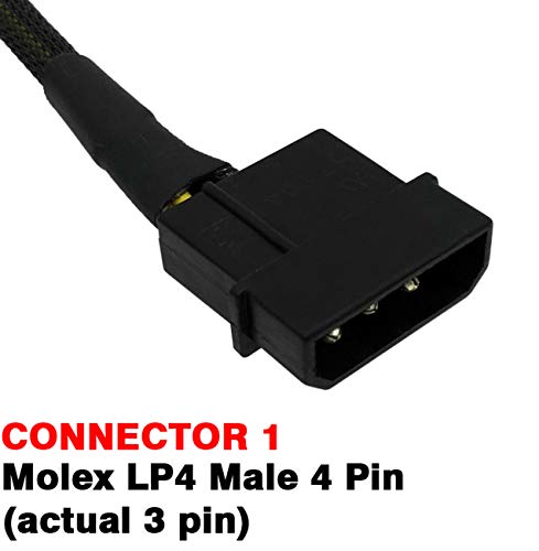 Cable Molex LP4 a CPU de 8 pines EPS de 20" con malla trenzada protectora 2