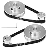 QWORK® 2 Sätze Zahnriemenscheibe 2GT für 3D-Druckers, 20 & 60 Zähne 8mm Bohrung Aluminium Zahnscheibe und 6mm Breite 200mm Länge Riemen