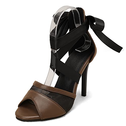 Sandales spartiates Lizoleor en marron, l'alliance du style vintage et du talon aiguille