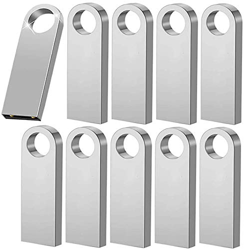 Memorias USB 16GB, Pendrives Flash 10 Piezas USB 2.0 Sticks Flash Drives（Plata）