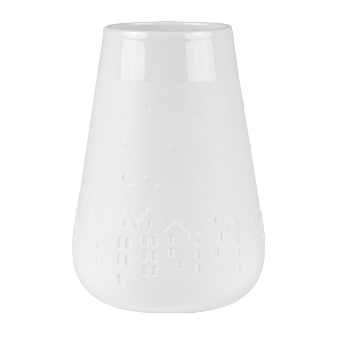 Poesie Vase Winterstadt D.14cm, H.20cm, weiß