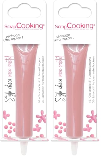 ScrapCooking - Stylo Choco Rose Pastel - Crayon Alimentaire Pâtisserie 25 g - Stylo Décoratif Comestible - Écrire & Dessiner sur Desserts, Gâteaux & Biscuits Anniversaire Pâques - 6806 (Lot de 2)