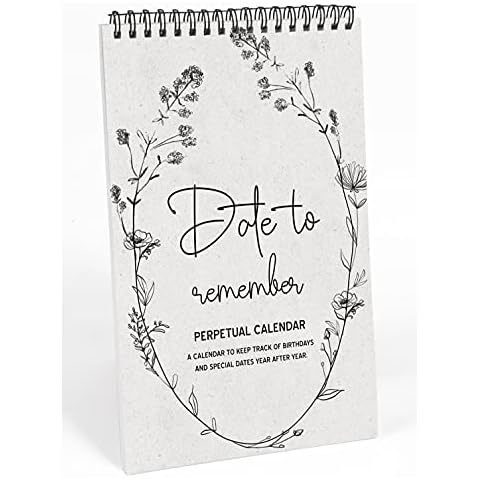 Inkdotpot Floral Wreath Perpetual Calendar, Important Dates to Remember- 6x9 Monthly and Daily Journal for Special Days- Birthdays- Anniversaries Book Birthday Gift Planner Organizer Cover