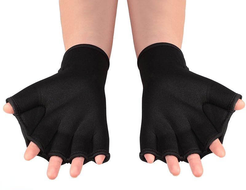 EHOTER Swim Gloves for Aquatic Fitness and Water Resistance Training - Webbed Neoprene Gloves for Swimming, Water Aerobics - Men, Women, Adult (M, Black) — image 1