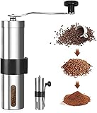GUJIN Manual Coffee Grinder with Adjustable Setting , Conical Burr Mill & Brushed Stainless Steel Whole Bean Burr Portable Coffee Grinder for Office, Home,Traveling, Camping