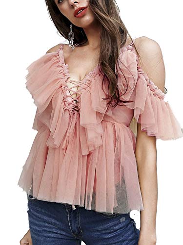 lace up ruffle top