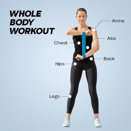 Image of Resistance Bands Set for Men and Women, Pack of 5 Different Levels Elastic Band for Home Gym Long Exercise Workout - Great Fitness Equipment for Training, Yoga - Free Carrying Bag (Multi-Colour)