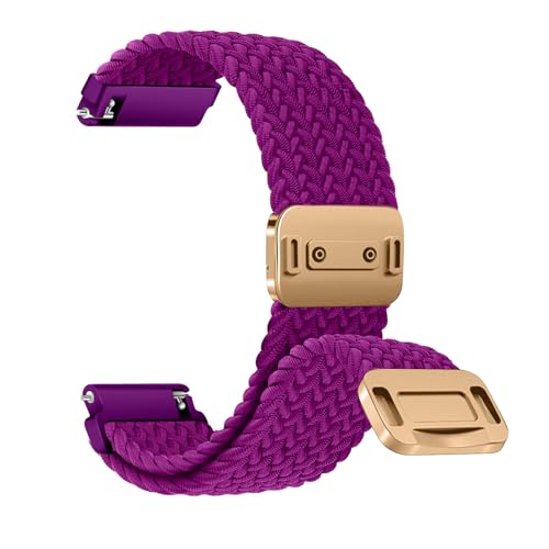 ZoRoll 20mm/22mm Nylon Correa Reloj con Cierre Magnético, Trenzada Pulsera de Repuesto, Deporte Brazalete Reemplazo Correa Compatibile con 20mm/22mm, Mujere Hombre Bandas - (20mm Rojo rosa17#)