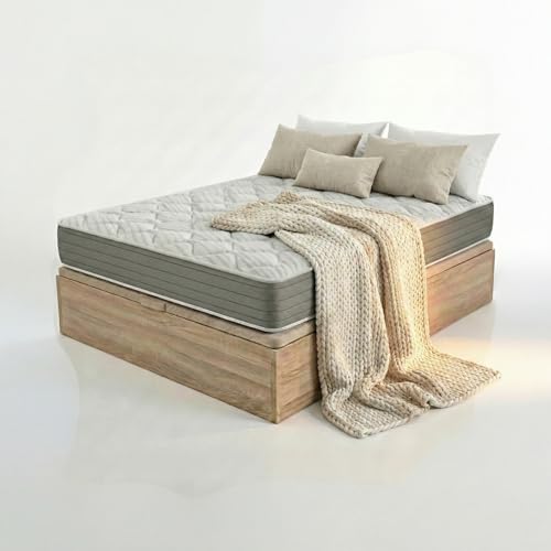 ROYAL SLEEP   Pack Descanso Montaje y Retirada de Usado Incluido | Colchón Viscoelástico Ceramic 20cm | 135x190 | Canapé Abatible Madera Gran Capacidad Natural
