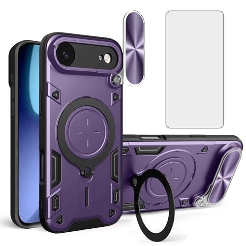 Coque iPhone 17 Air magnétique antichoc avec verre trempé et bague de support 6.6"