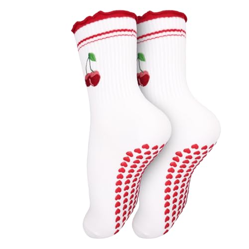 Zidoley Chaussettes Pilates Reformer pour Femme - Antidérapantes pour Yoga, Volant, Chaussettes de Sport, Chaussettes de Sport pour Femme, Idéales pour le Sport, la Danse, le Pilates, le Ballet, le