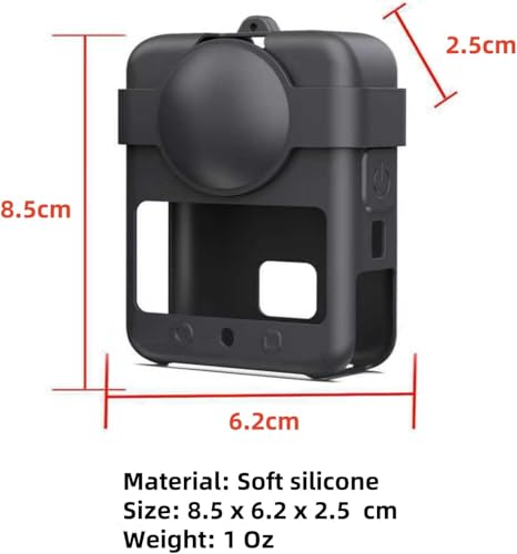 Image of M.G.R.J Soft Silicone Protective Case Cover for DJI Osmo 360 Action Camera, Camera Lens Cover Cap with Hand Strap (Black)
