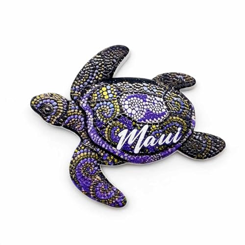 Imán de nevera decorativo de tortuga Maui en resina 3D miniatura 1