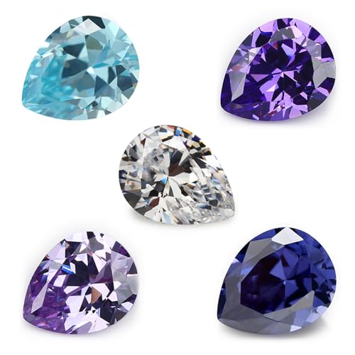 Pierre précieuse synthétique poire tanzanite lavande blanc violet 3x5 à 10x12mm
