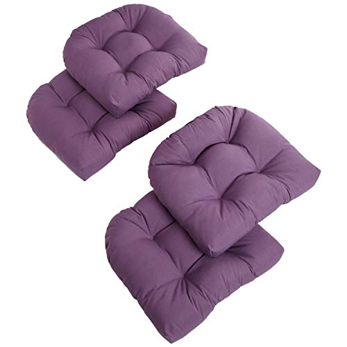 Blazing Needles 19-inch U-Shaped Twill Tufted Dining Chair Cushions (Set of 4) Grape Purple