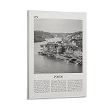 LZTEN Porto Print Schwarz und Weiß, Porto Wandkunst, Porto 